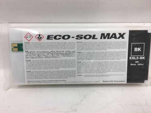 Roland Eco Sol Max ESL3-BK 220ml Genuine-Sealed Black Ink New