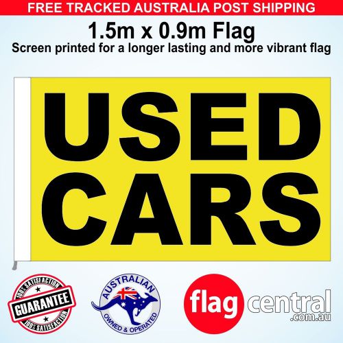 USE D CARS Black on Yellow 1.8m x 0.9m Outdoor High Quality Flag Knitted 5ftx3ft