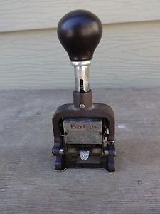 Bates Automatic numbering machine 6 wheel style E Orange NJ USA HEAVY METAL Ink