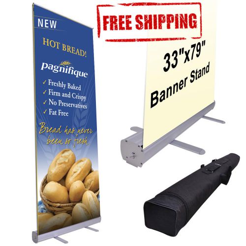 Professional 33&#034;x80&#034; retractable roll up banner stand trade show free shipping for sale