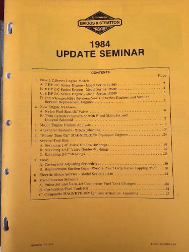 BRIGGS/ STRATTON UPDATE SEMINAR  SERVICE MANUAL 1984