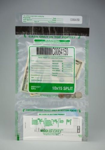 Cashier Depot Tamper Evident Plastic Deposit/Cash Bags, 10&#034; x 15&#034; Clear,