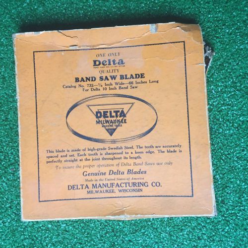 Vintage delta 66&#034; swedish steel band saw blade 1/8&#034; wood cutting new nos for sale