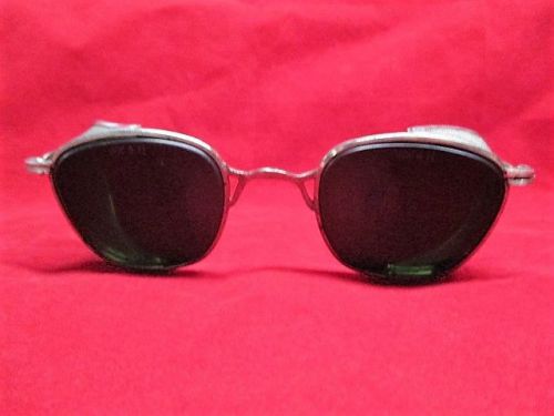 Vtg willson safety glasses green glass lenses wire mesh side guards steampunk for sale
