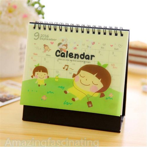 2017 Girls Cartoon Animal Desktop Calendar Flip Stand Office Schedule Planner