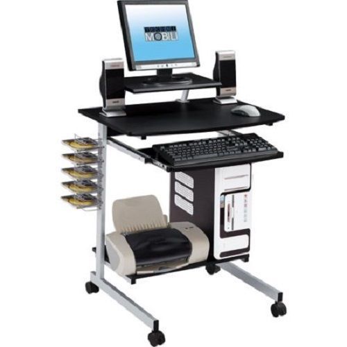 Techni Mobili Rolling Computer Desk Graphite portable printer personal office