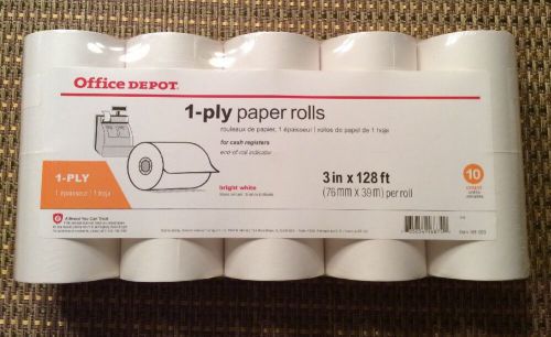 Cash Register 1-ply Paper Rolls 3&#034; x 128ft Bright White NEW