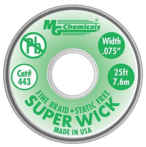 MG Chemicals 400 Series #3 Fine Braid Super Wick with RMA Flux, 25&#039; Length x