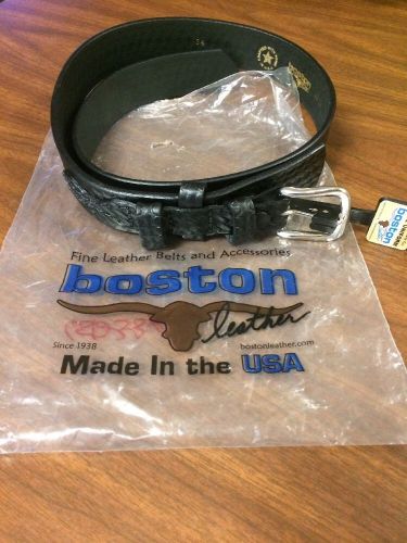 Boston Leather 6512 Basketweave 1-1/2&#034; Ranger Belt. Black. Size 34