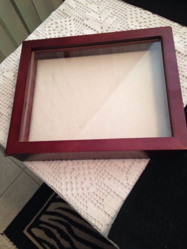 GLASS &amp; CHERRY WOOD DISPLAY CASE FOR COINS/KNIFE,JEWELRY, POCKET WATCH NEW
