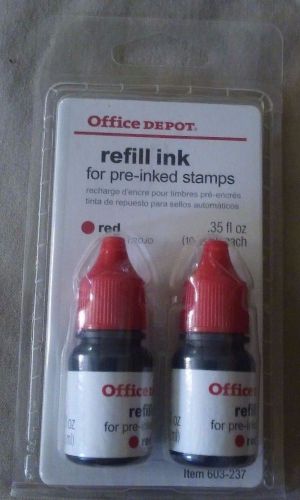 Office depot refill ink for pre inked stamps 35 oz red for sale