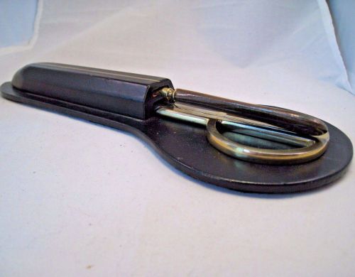 VTG Mid Century ELEGANT MODERN SHARP LETTER OPENER W/ SCISSORS IN LEATHER CASE