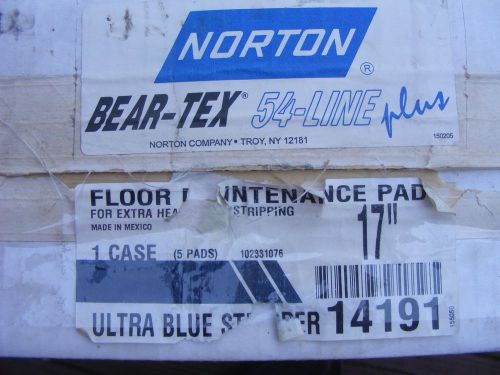 4ea Norton Industrial Floor Pad - 17&#034; Ultra Blue Stripper Bear-Tex  4 Pads 14191