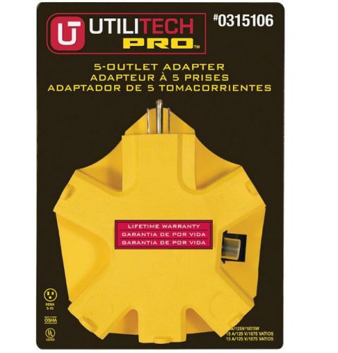 Utilitech 15 Amp 3 Wire 4 Units Grounding Single to Triple Yellow Basic Adapter