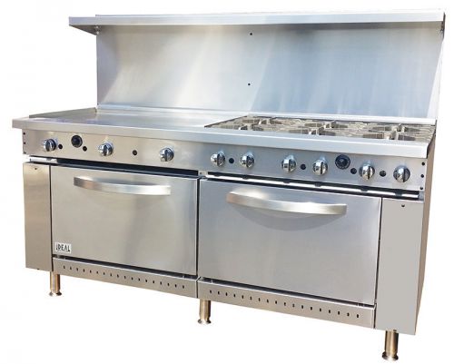 New Commercial 72&#034; Combination Range with  Burners &amp; 36&#034; Griddle. Made in USA.