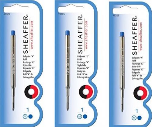 Sheaffer K Ballpoint Pen Refill, Medium Point, Blue Ink, 3/Pack (99325) By