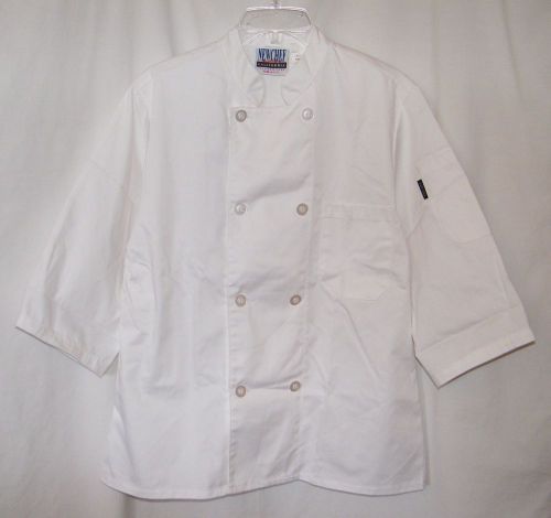 NewChef Fashion Inc. White Chef Jacket . 3/4 Sleeve . Unisex . Size Small