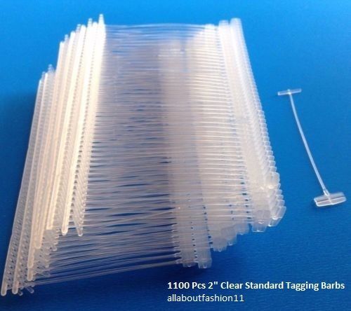 1100 pcs 2&#034; Standard Clear Clothing Tagging Gun Barbs Great Buy! FREE SHIPPING!