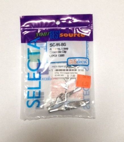 Package of 4, 5 Amp Crocodile Clips - Selecta SC-85-BG