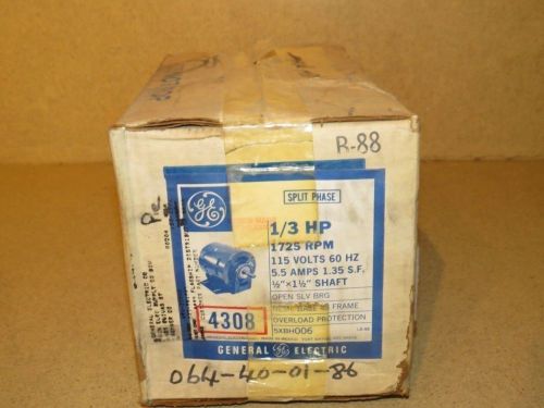 ** GENERAL ELECTRIC GE SPLIT PHASE MOTOR 4308 1/3 HP 115V 5XBH004 - NEW