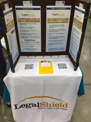 LegalShield display 4 sided with table cloth and Messenger Briefcase