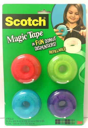 Scotch Magic Tape Donut Dispenser, 3/4 x 300 Inches (155) (4 Pack)