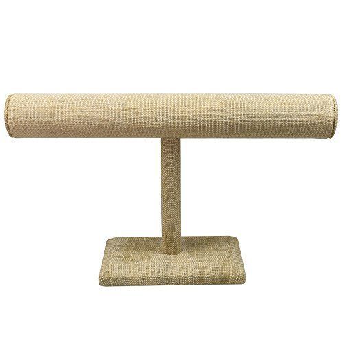 Ikee Design Linen Covered Wood Jewelry T-bar Display 2 12&#034;W x 7&#034;H