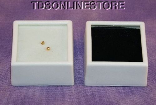 100 QTY GLASS TOP GEM BOXES W/ REVERSIBLE PAD 1.5 INCH WHITE