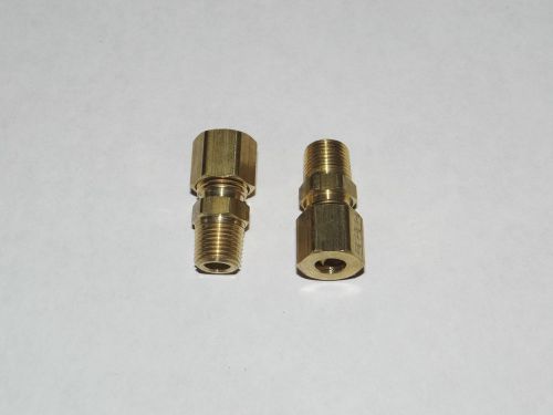 4 each brass compression connector fitting, 1/4&#034; od x 1/8&#034; male threaded for sale