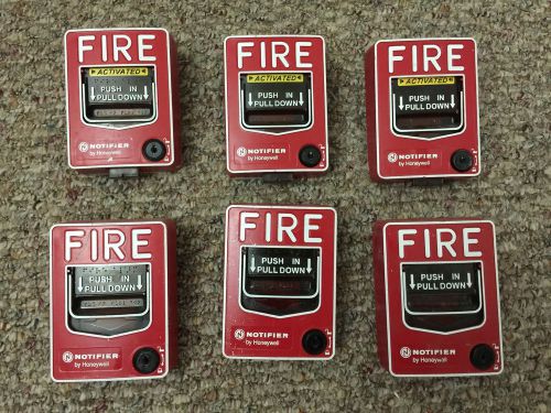 LOT OF 6 NOTIFIER PULL STATION NBG-12L USED FOR FIRE ALARM PANEL