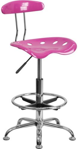 Offex Chrome Drafting Stool With Tractor Seat