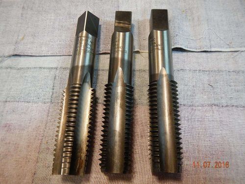 USED 7/8&#034;-9 NC LEFT HAND GH4 - HSS SET OF 3 TAPS - HY-PRO MADE IN USA