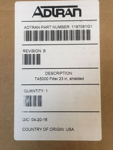 Adtran 1187081G1 Revison B TA5000 Filter 23 in, shielded