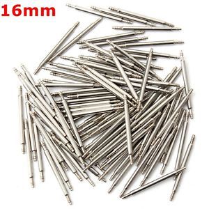 100pcs 16mm Stainless Steel Watch Band Spring Bars Strap Link Pins