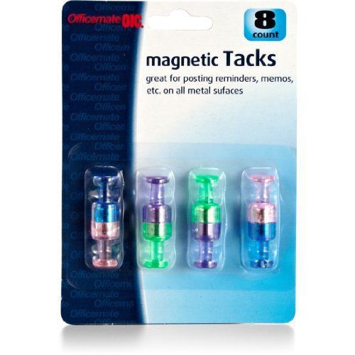 Officemate oic super strong magnetic pushpins, 8 in a pack, translucent colors for sale