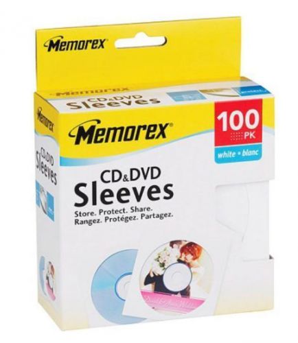 Memorex White CD/DVD Sleeves - 100 Pack
