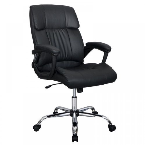 Black PU Leather High Back Office Chair Executive Task Ergonomic Computer Desk