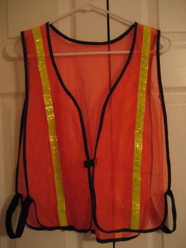 Orange safety vest with yellow stripes - elastic waist/ one size fits most for sale