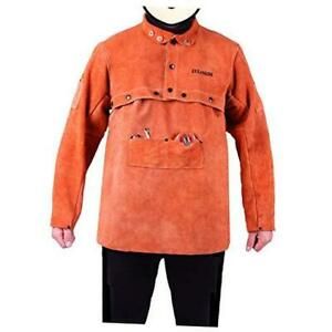 Premium Split Welders Heat Resistant Leather Cape Sleeve w/20&#034; Bib Large(bib)