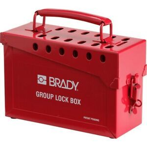 BRADY 65699 13-LOCK PORTABLE METAL RED LOCKBOX 6”x9”x3.5” [Z1S4]