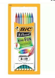 BIC Xtra-Fun Stripes #2 Pencil, 8-Pack