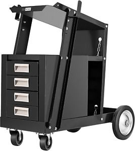 Rolling Welding Cart With 4 Drawers Wheels And Tank Storage For Welder And Plasm