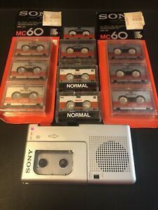 Sony M-9 MicroCassette-corder Handheld Player with 9 new tapes NEEDS REPAIR!