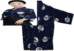 MJL Chef Coat Jacket Japanese Kimono Sushi Small, Dark Blue