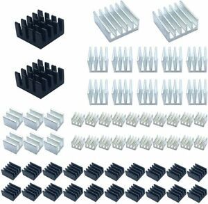 60pcs Small Heatsink Kit, Mini Cooler Heat Sink for Cooling VRM Stepper