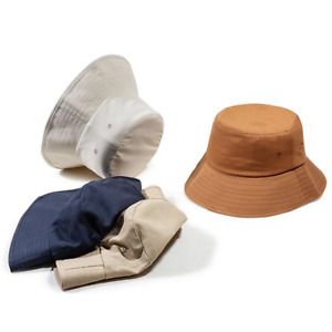 Unisex Solid 100% Cotton Adjustable Bucket Hat Fishing Outdoor Protective Sun