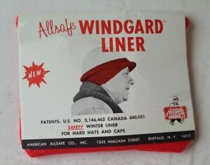 Vintage Allsafe Windgard  Winter Hat liner for Hard hats Cap Made in USA Red NOS