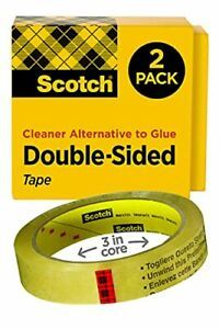 Scotch Double Sided Tape, 3/4 in x 1296 in, 2 Rolls (665-2P34-36) 3 In, Clear