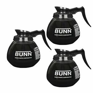 BUNN 5850 Commercial Glass Decanter 12 cup 64 oz Black Coffee Pot - 3 Pack
