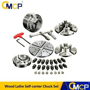 CMCP 3.75 Inch 4-Jaws Wood Lathe Self-center Chuck Set Thread 1&#034;8TPI M33x3.5 Woo
